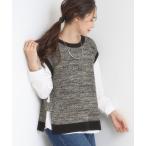 ニット セーター 「2点セット/S-LL」着回しいろいろ 編み柄ベスト×ブラウス レディース