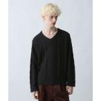 ショッピングケーブル セーター ニット Vネックケーブルニットプルオーバー(HARE) メンズ