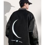 ショッピングスタジャン スタジャン 「25年秋冬新作」袖切り替えロゴビッグスタジャン ムーンプリント メンズ