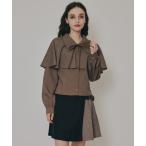 ショッピングケープ ブラウス シャツ ケープライクグレンチェックリボンタイブラウス レディース