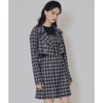 ショッピングショート セットアップ チェックショートジャケット×Wベルトワンピースセットアップ レディース