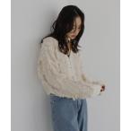 カーディガン MIXフリンジショートカーディガン レディース