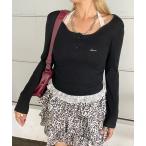 ショッピングセクシー tシャツ 裾レースシルバーロゴショート丈トップス レディース