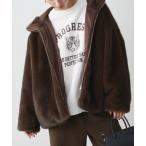 ブルゾン アウター フードフェイクファーブルゾン レディース