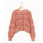 ショッピングacro 「acro」 長袖ニット フリ- オレンジ レディース
