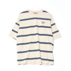 [Reebok] окантовка рисунок короткий рукав футболка L бежевый мужской 