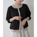 ショッピングforever カーディガン 「秋素材にアップデート」配色クルーカーディガン レディース