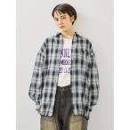 ブラウス シャツ オンブレチェック裾ドロストシャツ レディース