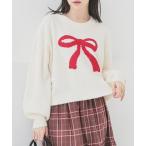 ニット セーター リボン柄ニット レディース