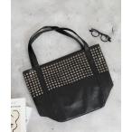 トートバッグ ボタン風スタッズデザインレザートートバッグ レディース