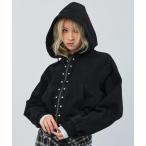 ショッピングスタッズ コート アウター atmos pink Studs Denim Hoodie / アトモス ピンク スタッズ デニム フーディー レディース