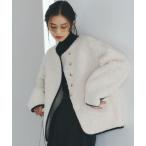 ジャケット ノーカラージャケット ECOPELパイピングボアジャケット レディース
