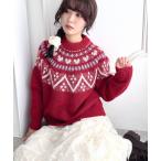 ニット セーター ハートノルディックニットトップス レディース