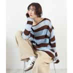 ニット セーター ボーダーシアーニットトップス レディース