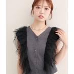 ショッピングフリル ベスト ジレ 「WEB限定」チュールフリルニットベスト レディース