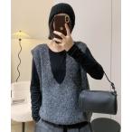 ショッピングスパンコール ベスト ジレ キラキラスパンコールニットベスト レディース