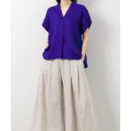 ショッピング麻 tシャツ タックスリーブアクセントチュニックプルオーバー｜フレンチリネン100％ 麻 シャツ レディース