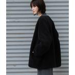 ショッピングウール ムートンコート ボアコート ウールシープボアムートンリバーシブルノーカラーコート レディース