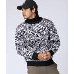 ショッピングリゾート セーター ニット 「GOLF」総柄フォントロゴ オリジナルジャガードニット メンズ