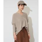 ニット セーター 「定番」ラメ混前後V袖リブオーバーニット レディース