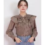 ブラウス シャツ 長袖ラッフルブラウス レディース