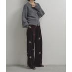 ショッピング花柄 パンツ 花柄刺繍ベロアパンツ レディース