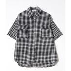 [MONO-MART] в клетку рубашка с коротким рукавом M черный мужской 