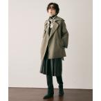 トレンチコート コート ヴィーガンレザー配色ミドルトレンチコート レディース