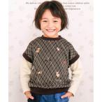 ショッピングSlip トレーナー  「お揃い」いろいろモチーフ刺しゅうチェックドッキングトレーナー(80~130cm) キッズ 子供服 男の子 女の子