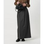 ショッピングスカート スカート 毛ブレンド ストライプ タックロングスカート  防シワ ウォッシャブル