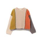 ショッピングパッチワーク ニット セーター 配色 パッチワーク ニット プルオーバー レディース