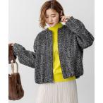 ブルゾン アウター 「STORY11月掲載」BALLI ヘリンボーンツイード ノーカラー ブルゾン レディース