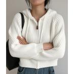 カーディガン ショート丈ニットパーカー レディース