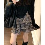 スカート ヒョウ柄フリルスカート