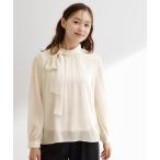 ショッピング長袖 ブラウス シャツ シアーストライプボウタイブラウス レディース