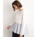 tシャツ 裾切替タックペプラムTシャツ レディース