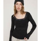 tシャツ LACE DOCKING TOPS レースドッキング トップス 秋服 冬服 レディース