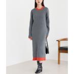 ワンピース 配色ニットワンピース