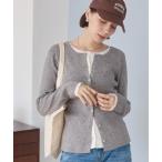 ショッピング09 カーディガン フェイクレイヤード 配色ニット カーディガン レディース