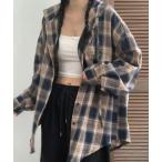 ブラウス シャツ チェック柄フード付きオーバーサイズシャツ レディース