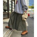 スカート 「２サイズ展開」チェックプリーツスカート