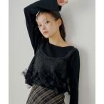 ニット セーター 裾フリルキャミ+リブニットセット レディース