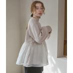 ショッピングバブ tシャツ 前後2WAYペプラムオーガンジーポンチトップス レディース