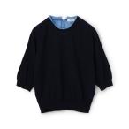 ニット セーター ファブリックコンビ ハーフスリーブプルオーバー レディース