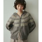 ショッピングノルディック ニット セーター nordic hood zip knit cardigan / ノルディックフードジップニットカーディガン レディース