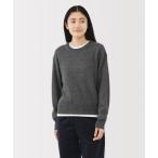 ニット セーター 婦人　洗えるウールミドルゲージクルーネックセーター レディース