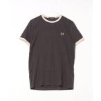 「FRED PERRY」 半袖Tシャツ S チャコール レディース