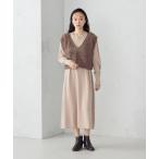 ショッピングミモレ丈 ワンピース 「ウォッシャブル」セットアイテム　ループベスト付きレイヤードワンピース
