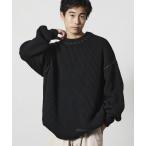 ショッピング刺繍 セーター ニット 限定展開 リラックスフィット ハンドステッチデザイン 畦編み クルーネック ニット メンズ レディース