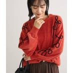 ニット セーター 刺繍コードニットプルオーバー レディース